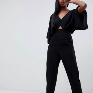 ASOS Curve Jumpsuit Black V Neck Keyhole Elegant